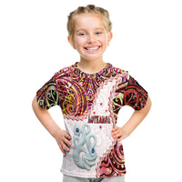 New Zealand Maori T Shirt Aotearoa Manaia Red Paua Shell Kia Ora LT9 Kid Red - Polynesian Pride