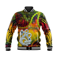 New Zealand Maori Baseball Jacket Aotearoa Manaia Reggae Paua Shell - Heare Ra LT9 Unisex Reggae - Polynesian Pride