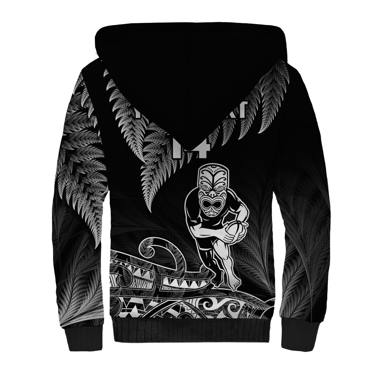 (Custom Text And Number) New Zealand Silver Fern Rugby Sherpa Hoodie All Black Koru Maori LT14 - Polynesian Pride