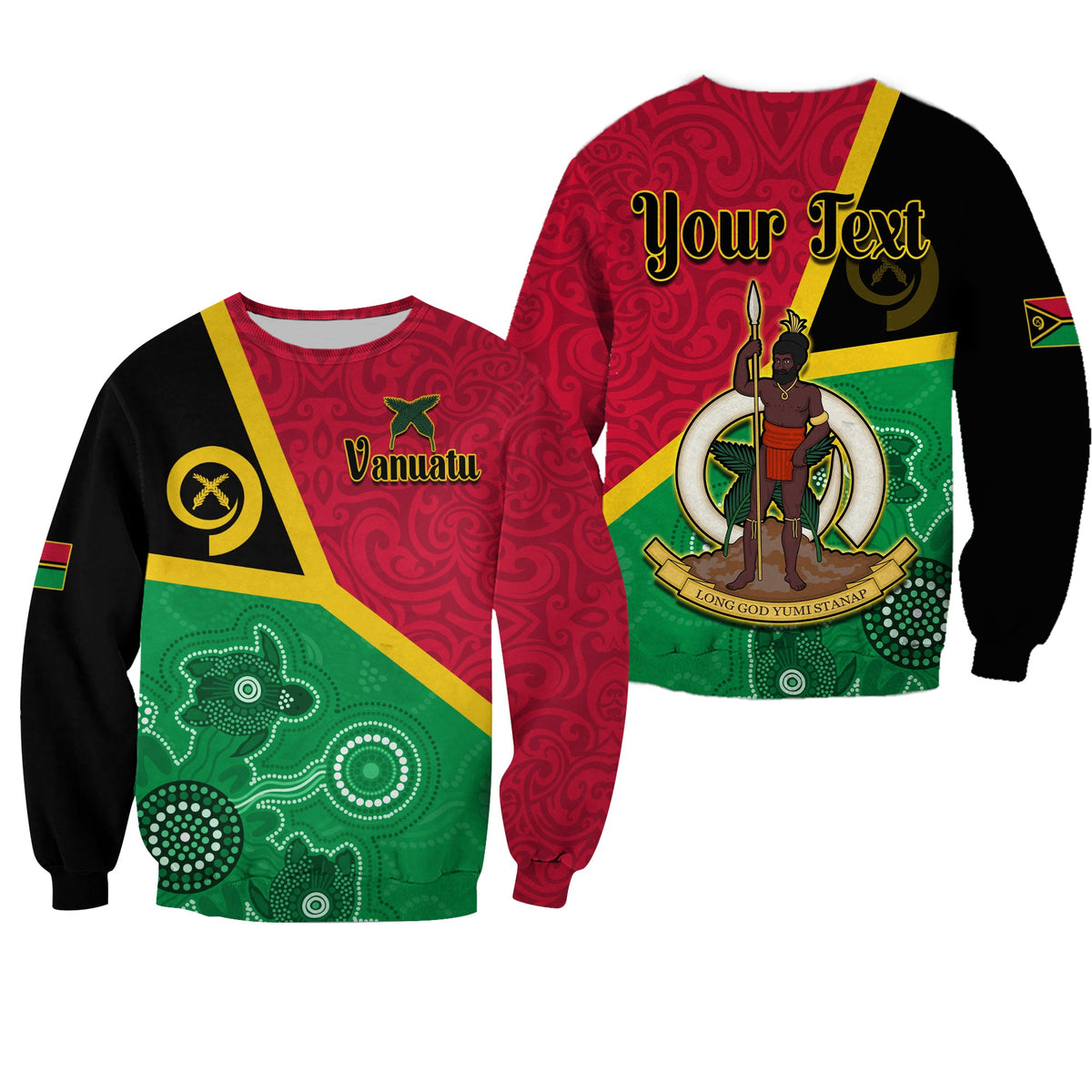 (Custom Personalised) Vanuatu Sweatshirt Aboriginal Turtle Mix Sand Drawing LT13 Unisex Red - Polynesian Pride