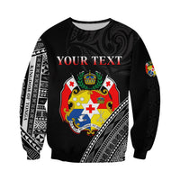 (Custom Personalised) Tonga Sweatshirt Tongan Pattern Blithesome Version Black LT13 - Polynesian Pride