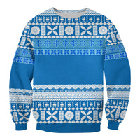 Bula Fiji Sweatshirt Tapa Pattern LT13 Unisex Blue - Polynesian Pride