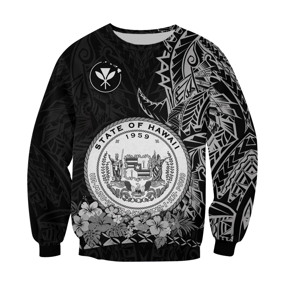 (Custom Personalised) Hawaiian Polynesian Sweatshirt White Seal of Hawaii LT13 - Polynesian Pride