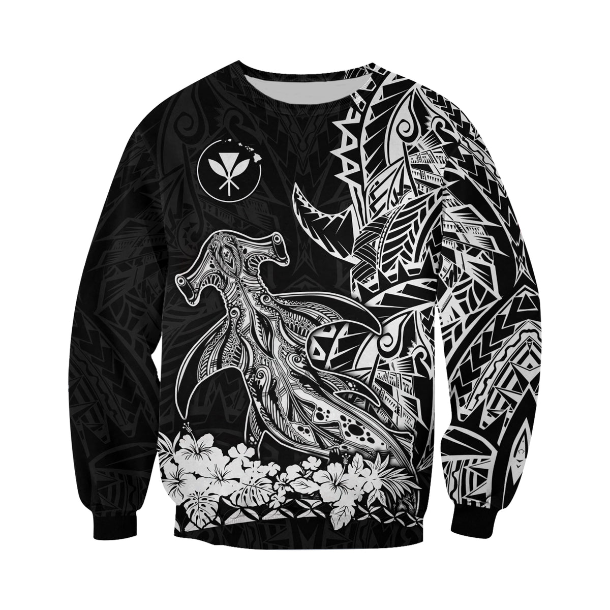 Hawaii Polynesian Sweatshirt Wild Hammerhead Sharks LT13 - Polynesian Pride