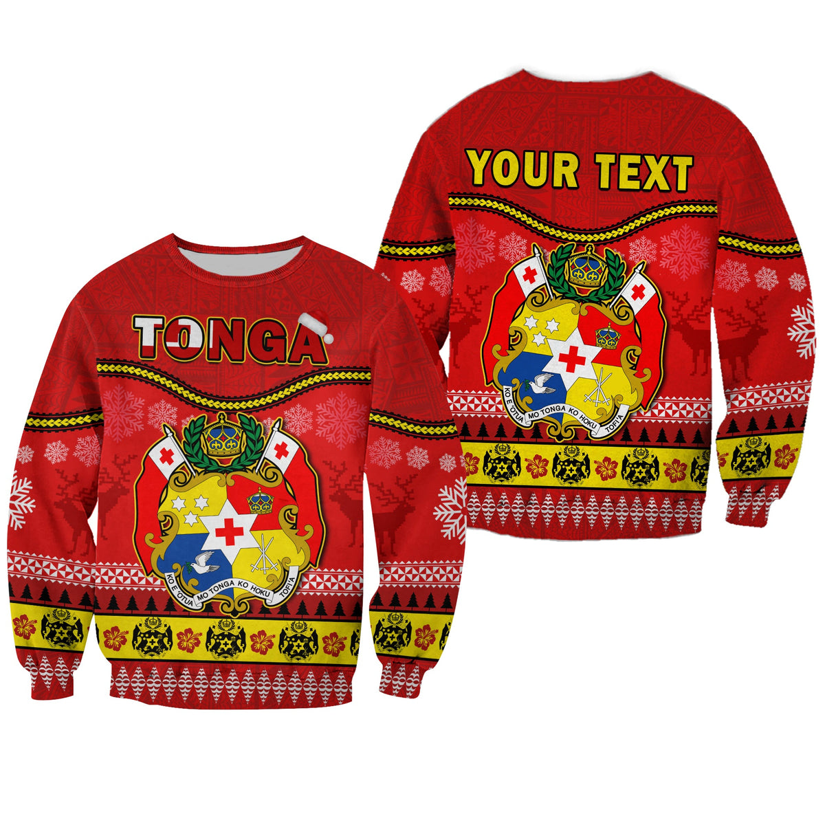 (Custom Personalised) Tonga Christmas Sweatshirt Tongan Ngatu Kilisimasi Fiefia LT14 Unisex Red - Polynesian Pride