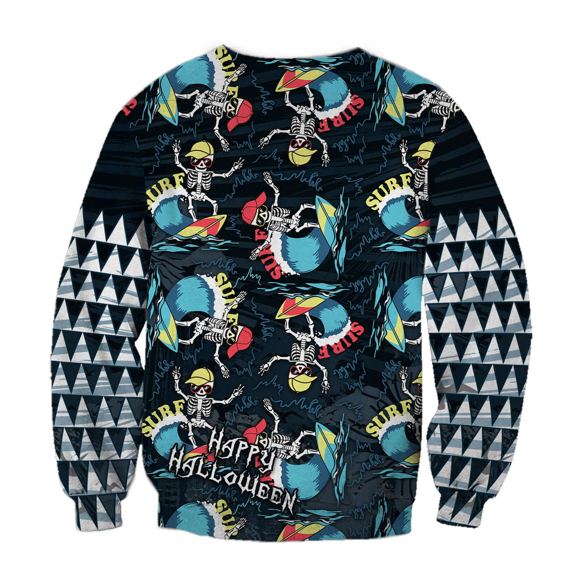 Hawaii Skeleton Surf Sweatshirt Halloween Hawaiian Tribal LT13 - Polynesian Pride