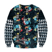 Hawaii Skeleton Surf Sweatshirt Halloween Hawaiian Tribal LT13 - Polynesian Pride