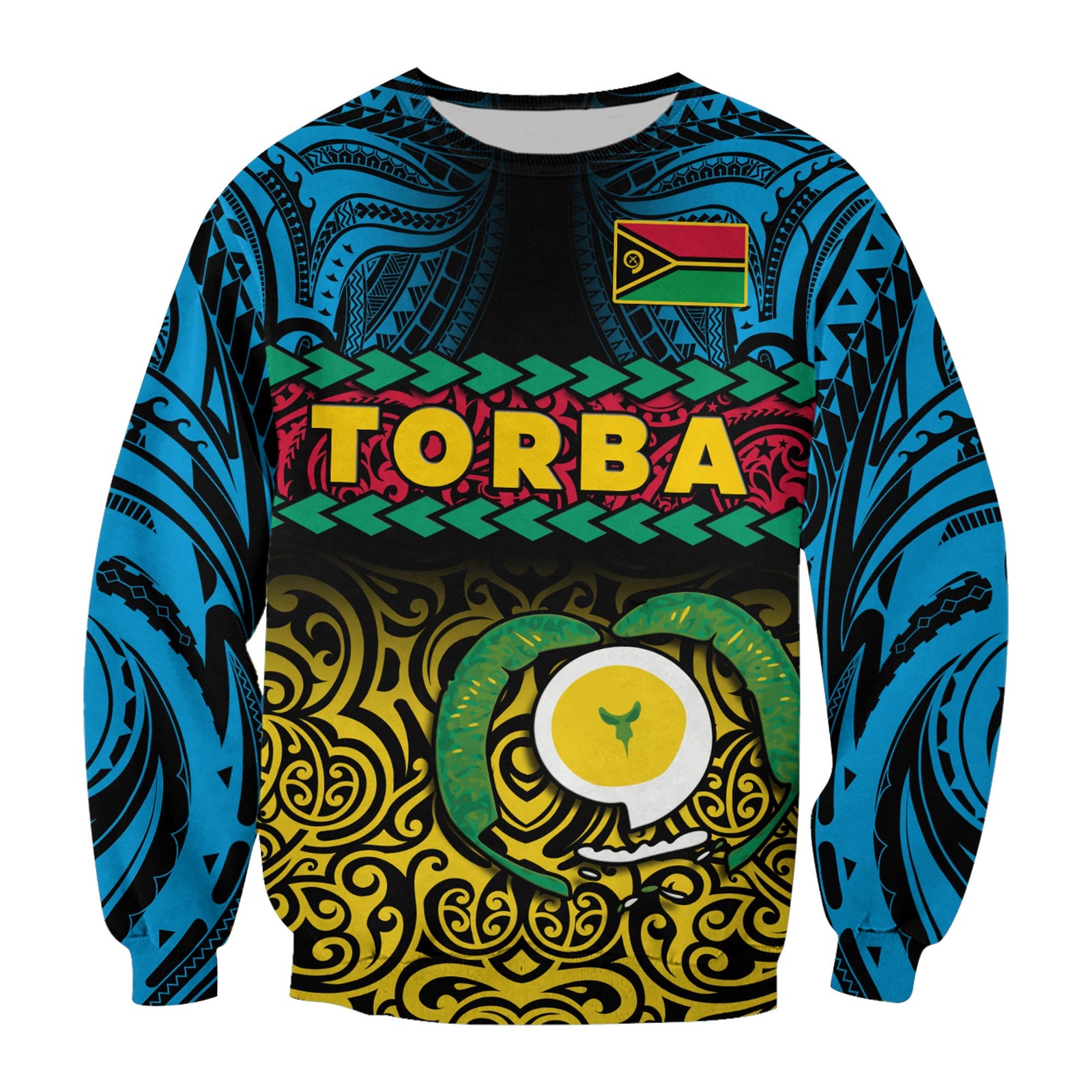 Torba Province Sweatshirt Vanuatu Pig Tusk Polynesian Flag Style LT14 Unisex Black - Polynesian Pride