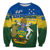 Solomon Islands Sweatshirt Happy 44th Independence Anniversary Polynesian Pattern LT14 - Polynesian Pride
