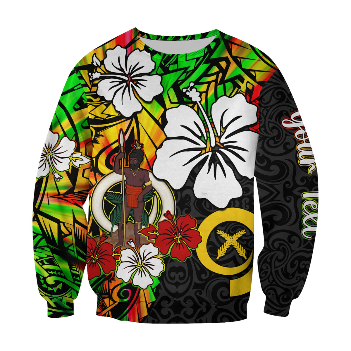(Custom Personalised) Vanuatu Sweatshirt Polynesia Tie Dye Hibiscus Flowers LT13 - Polynesian Pride