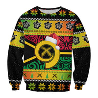 (Custom Personalised) Vanuatu Christmas Sweatshirt Pig Tusk Polynesian Joyeux Noel Flag Art LT14 - Polynesian Pride