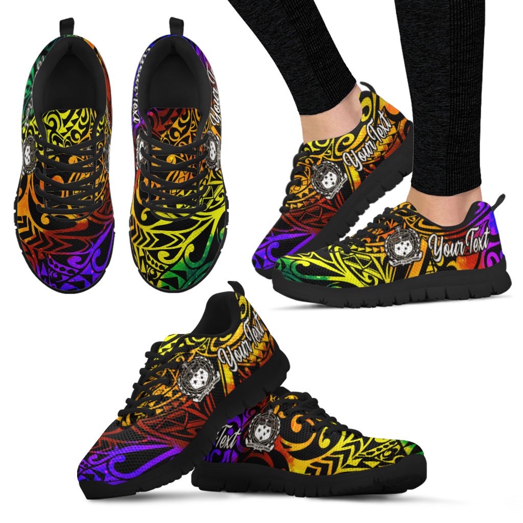 Samoa Custom Personalised Sneakers - Rainbow Polynesian Pattern - Polynesian Pride