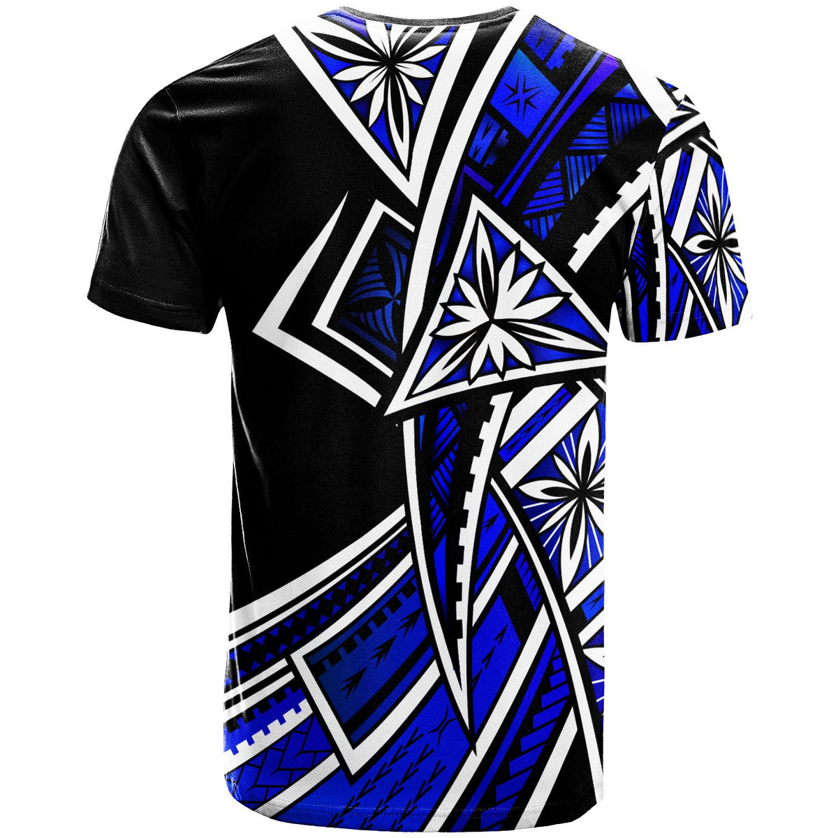 Hawaii T Shirt Tribal Flower Special Pattern Blue Color - Polynesian Pride