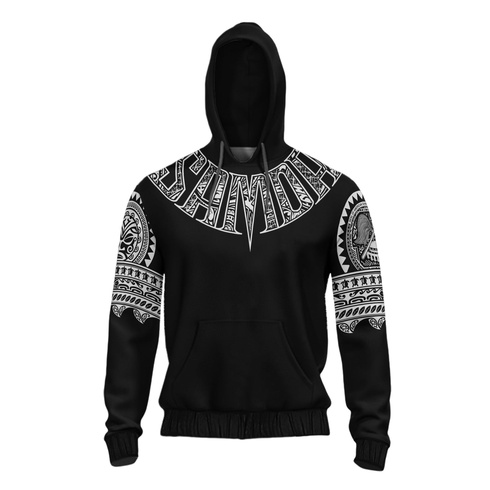 American Samoa Hoodie Neck Tattoo Unisex Black - Polynesian Pride