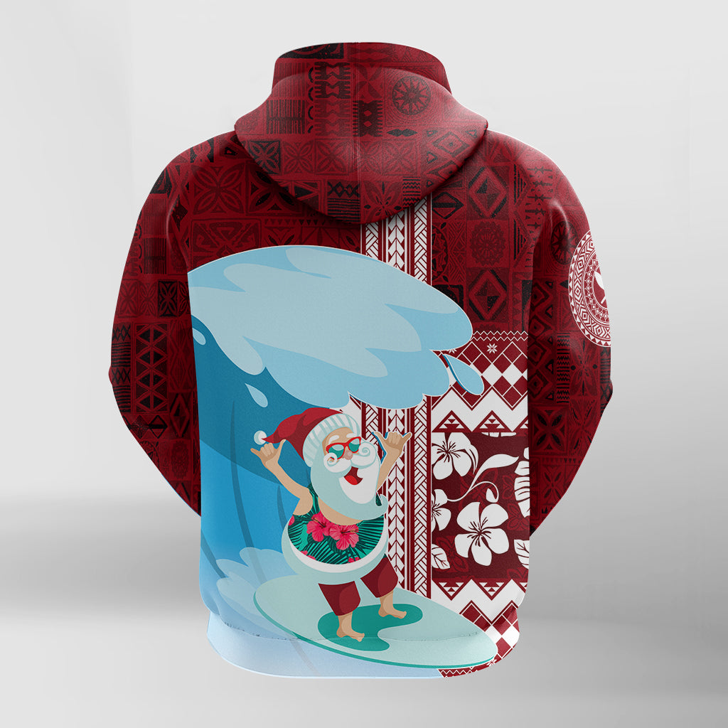 Hawaii Christmas Surfing Santa Claus Mele Kalikimaka Zip up Hoodie LT7 - Polynesian Pride