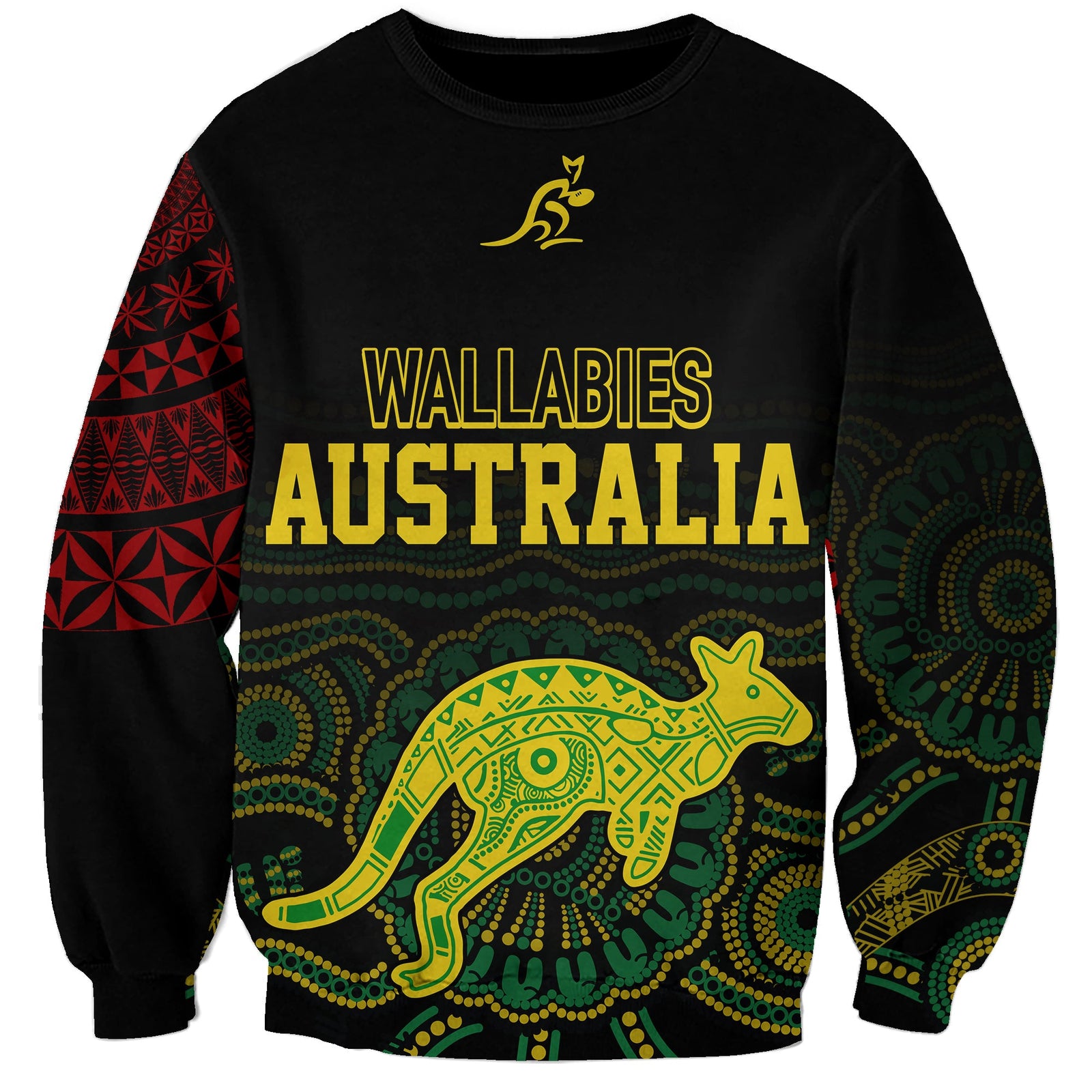 Personalised Aussie Wallabies Mix Mate Maa Tonga Sweatshirt Ver 02 LT7 Unisex Black - Polynesian Pride