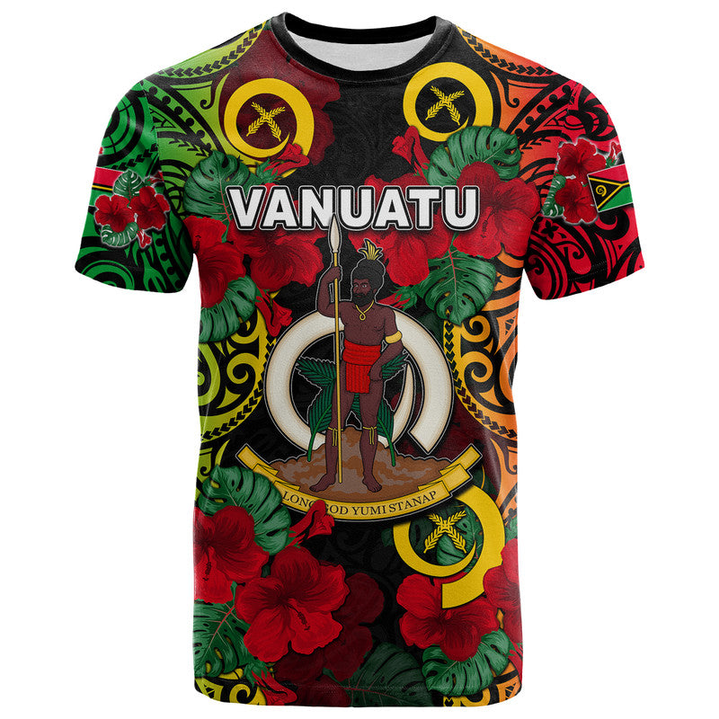 Vanuatu Hibiscus T Shirt LT6 Black - Polynesian Pride