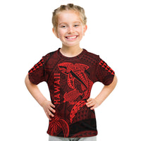 Hawaii T Shirt Shark and Turtle Mix Kakau Red LT9 - Polynesian Pride