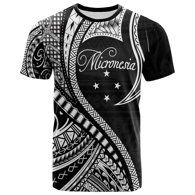 Federated States of Micronesia T Shirt Black Polynesian Wave Style LT9 Adult Black - Polynesian Pride
