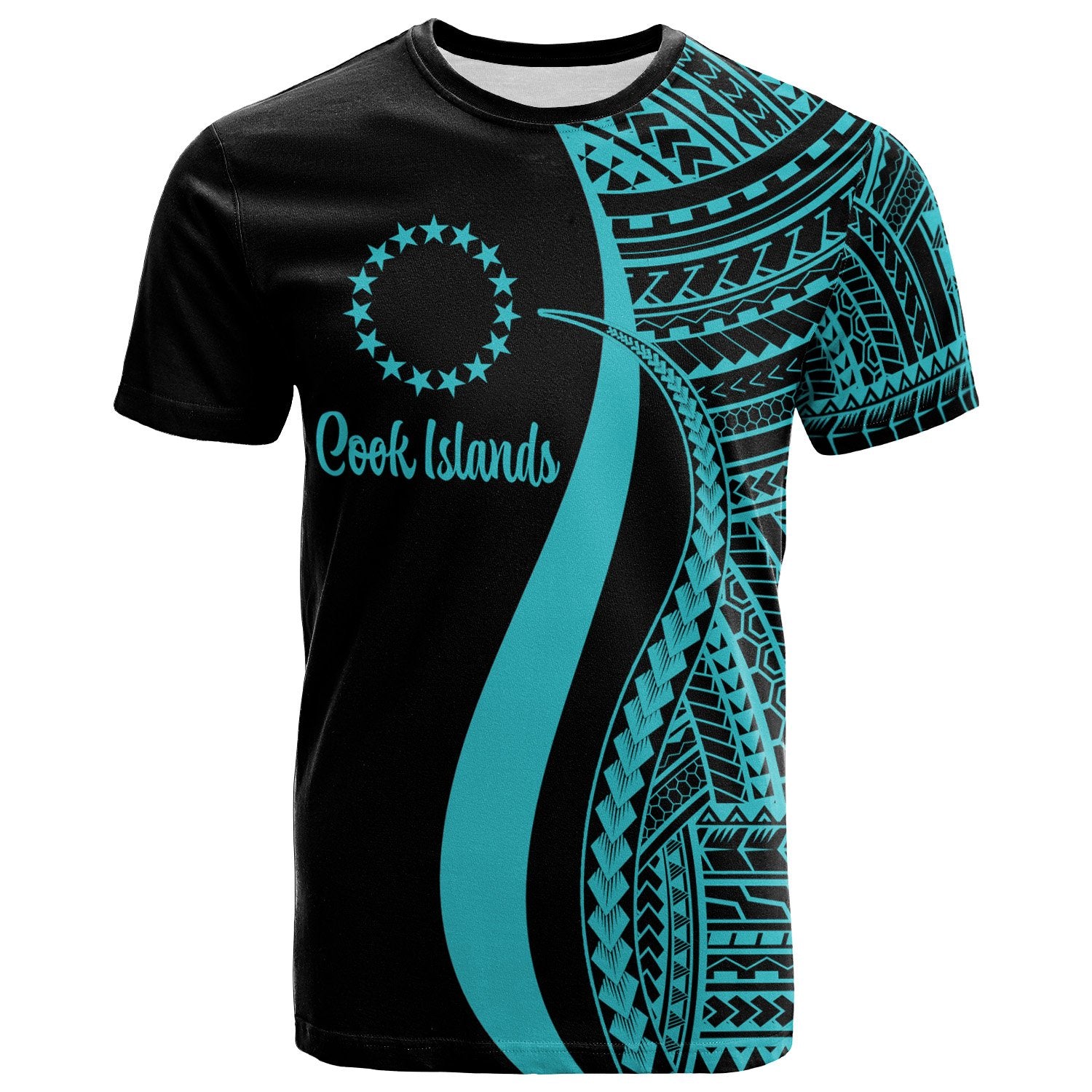 Cook Islands T Shirt Turquoise Polynesian Tentacle Tribal Pattern Unisex Turquoise - Polynesian Pride