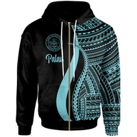 Palau Zip up Hoodie Turquosie Tentacle Tribal Pattern Unisex Turquoise - Polynesian Pride
