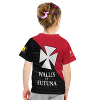 Sigave Chiefdom Wallis et Futuna T Shirt KID Polynesian Pattern and Flag LT13 - Polynesian Pride