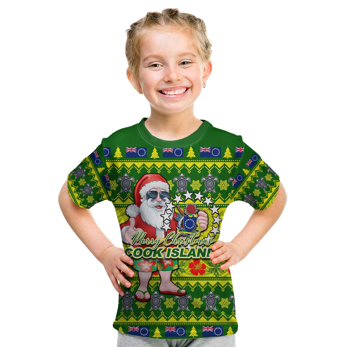 Cook Islands Christmas T Shirt Kid Cool Santa Claus LT6 Youth XL Size14 - Polynesian Pride