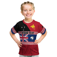 (Custom Personalised) Papua New Guinea and New Zealand T Shirt KID Polynesian PNG and NZ LT13 Youth XL Size14 - Polynesian Pride
