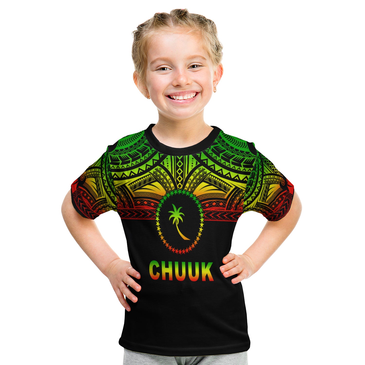 Chuuk Flag T Shirt Kid Micronesia Style Reggae LT13 - Polynesian Pride