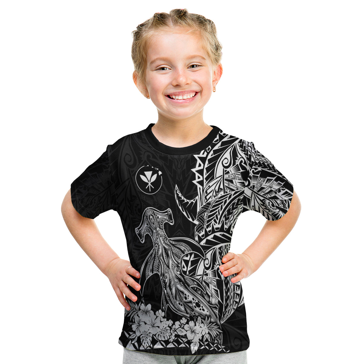 (Custom Personalised) Hawaii Polynesian T Shirt Kid Wild Hammerhead Sharks LT13 - Polynesian Pride