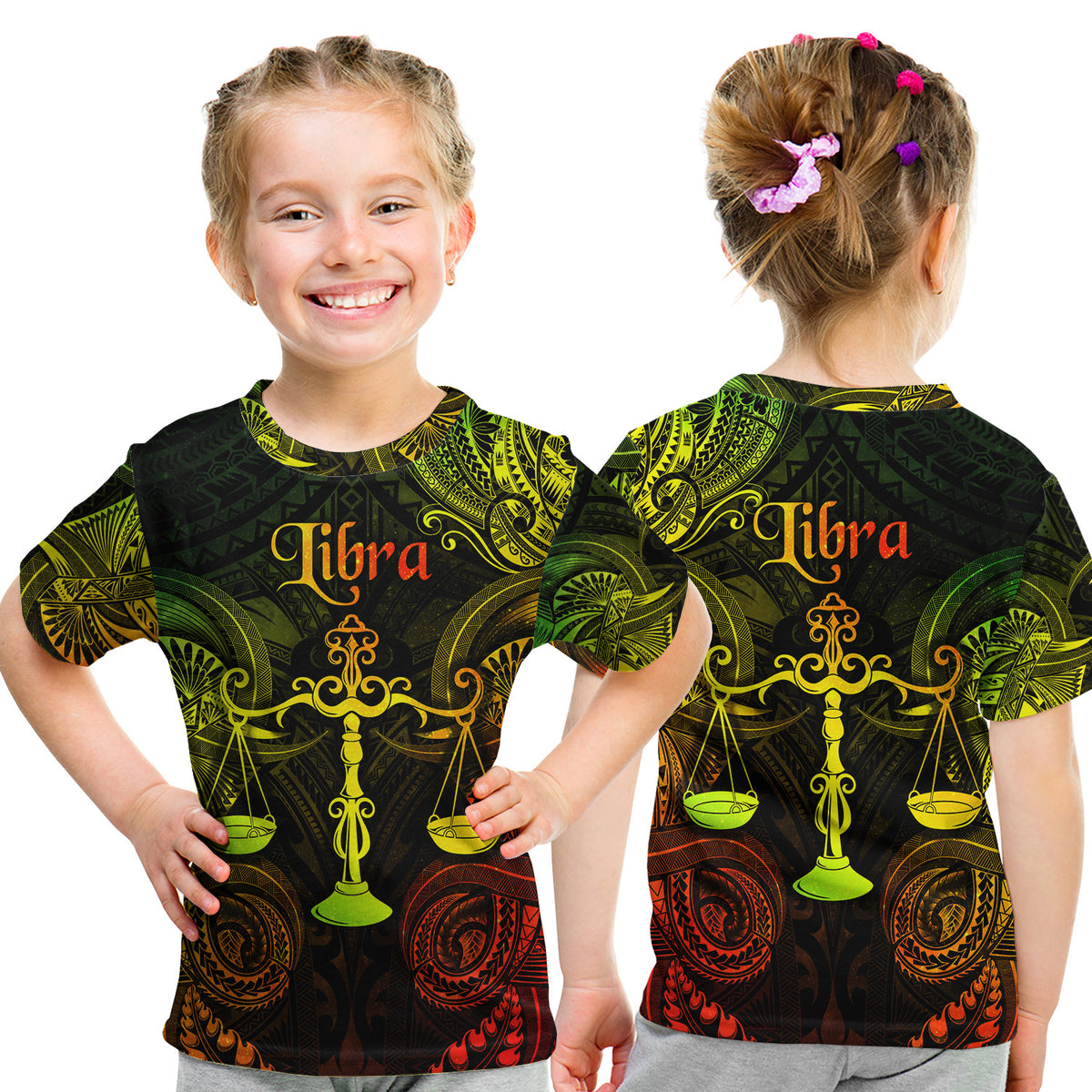 Libra Zodiac Polynesian T Shirt Kid Unique Style - Reggae LT8 - Polynesian Pride