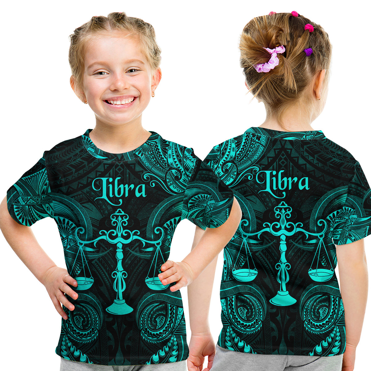 Libra Zodiac Polynesian T Shirt Kid Unique Style - Turquoise LT8 - Polynesian Pride