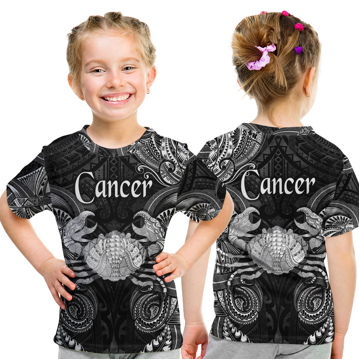 Cancer Zodiac Polynesian T Shirt Kid Unique Style - Black LT8 Youth XL Size14 - Polynesian Pride