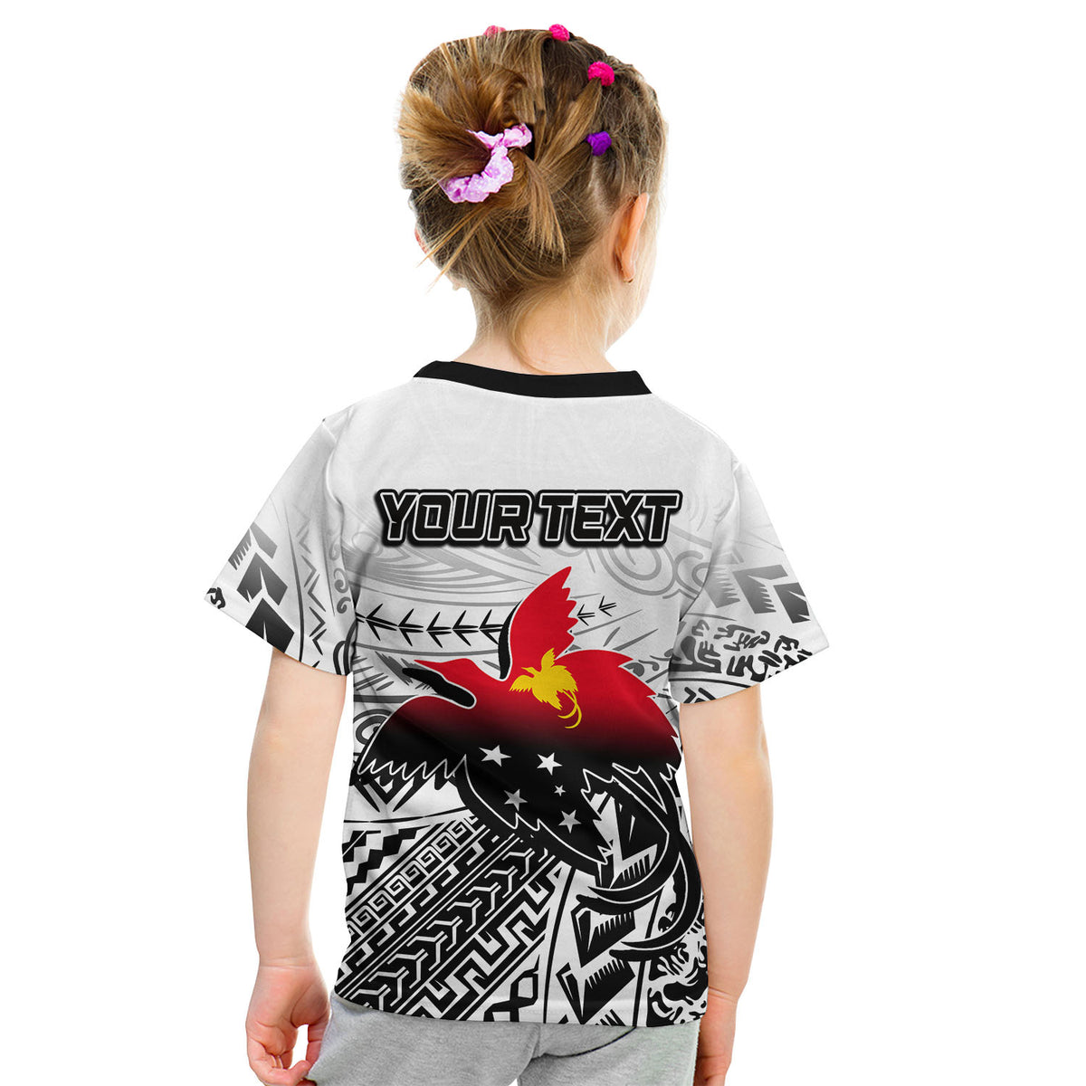 (Custom Personalised) Papua New Guinea Patterns T Shirt KID LT6 - Polynesian Pride