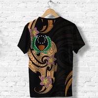 Custom Pohnpei Simple T Shirt Tropical Flowers LT13 - Polynesian Pride