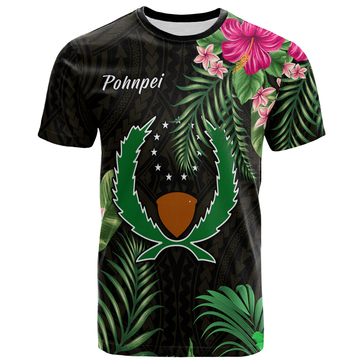 Pohnpei Micronesia Gold T Shirt Tropical Flowers LT13 Unisex Gold - Polynesian Pride