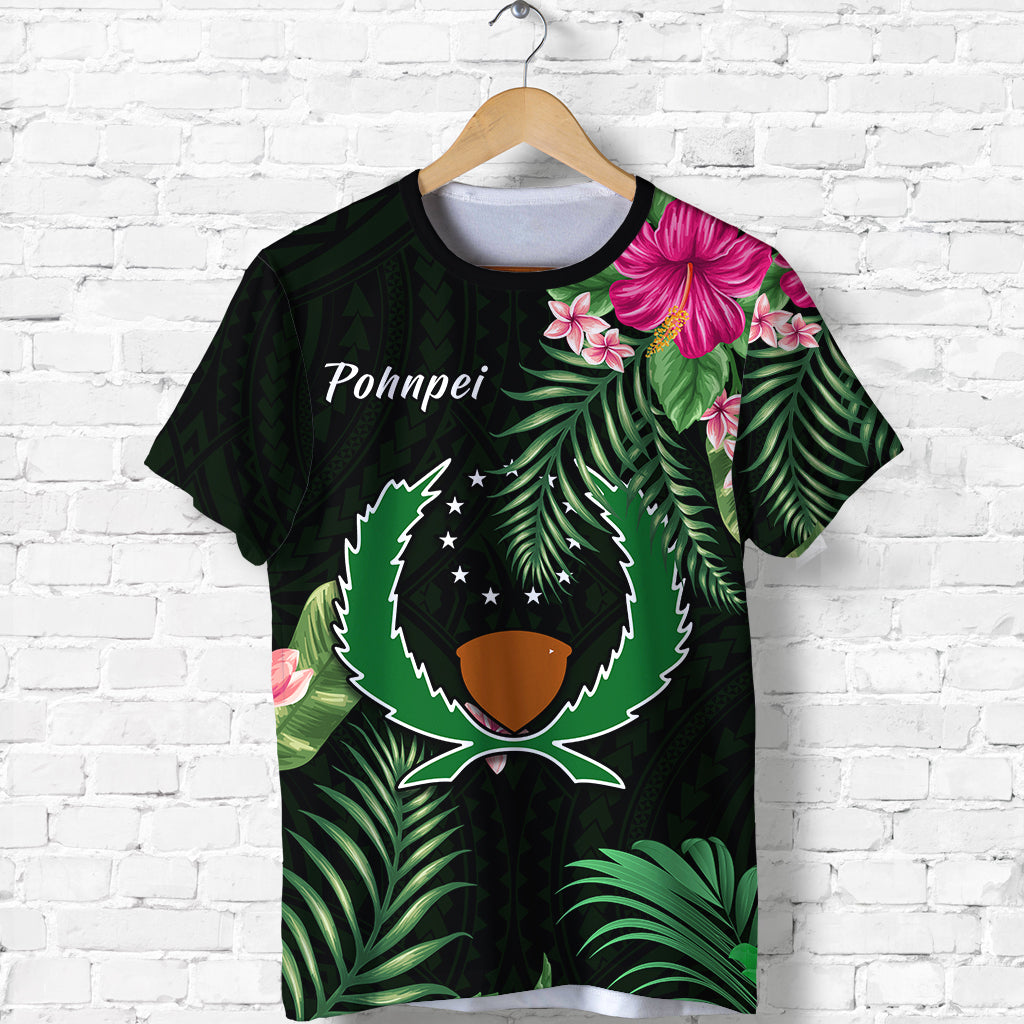 Pohnpei Micronesia Green T Shirt Tropical Flowers LT13 - Polynesian Pride