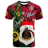 Custom Vanuatu Christmas Joyeux Nol Santas God Yumi T Shirt LT2 - Polynesian Pride