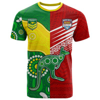 Australia Kangaroos and Mate Maa Tonga T Shirt No2 LT9 Green - Polynesian Pride