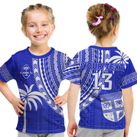(Custom Text and Number) Fiji Rugby Sevens T Shirt Fijian 7s Tapa Polynesian Blue Ver.02 LT13 - Polynesian Pride