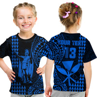 (Custom Text and Number) Hawaii Day Kakau T Shirt Proud To Be Hawaiian Blue King Kamehameha and Kanaka Maoli LT13 - Polynesian Pride