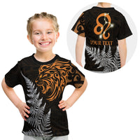 (Custom Personalised) Leo Zodiac Style Maori T Shirt Kid Orange Lion LT13 Youth XL Size14 - Polynesian Pride