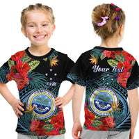 (Custom Personalised) Federated States of Micronesia T Shirt KID Hibiscus Flowers FSM Seal Polynesian LT14 Youth XL Size14 - Polynesian Pride