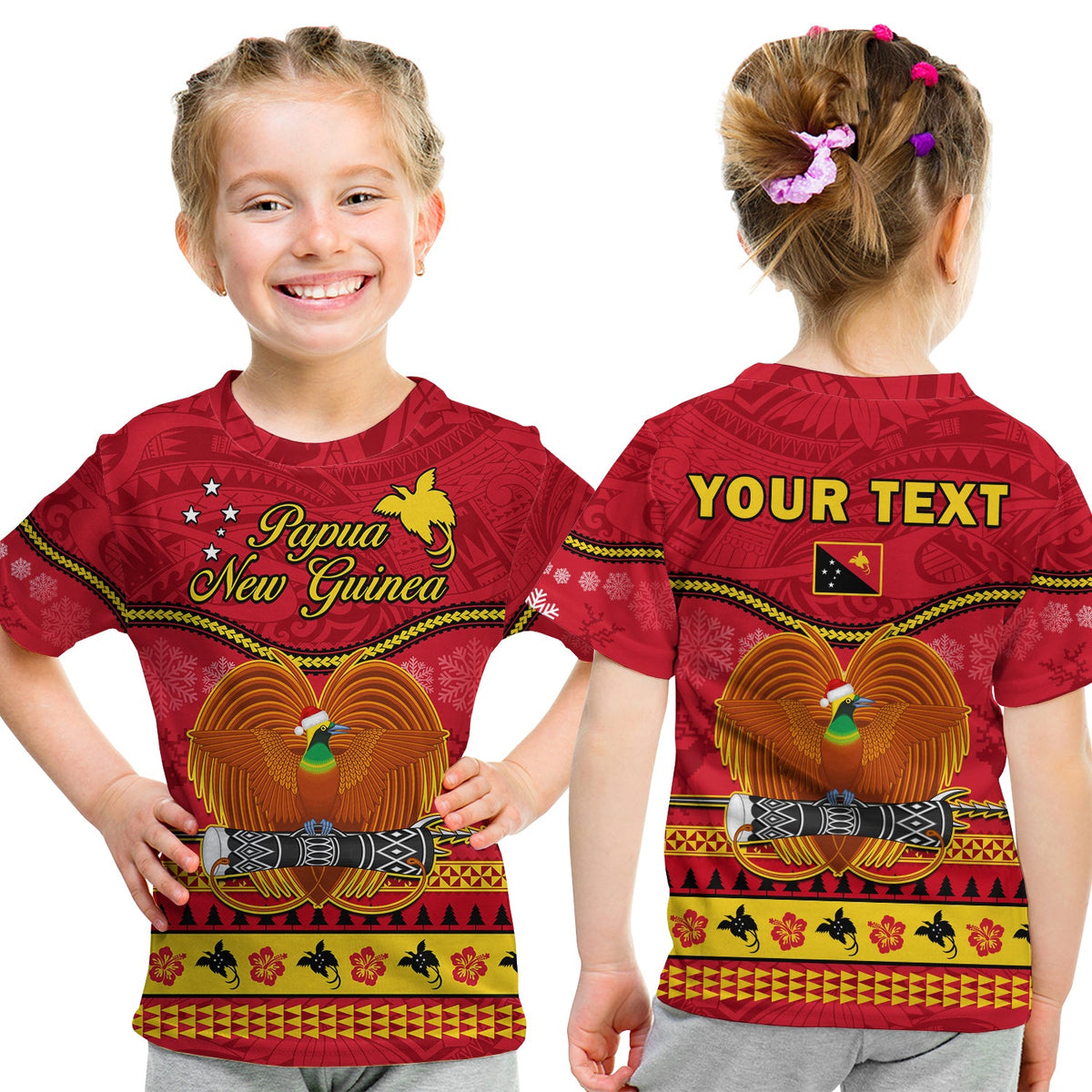 (Custom Personalised) Papua New Guinea Christmas T Shirt KID Bird Of Paradise Bikpela Hamamas Blong Dispela Krismas LT14 Youth XL Size14 - Polynesian Pride