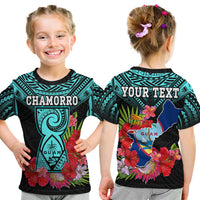 (Custom Personalised) Guam Chamorro T Shirt KID Guaman Latte Stone Tropical Flowers Turquoise Style LT14 Youth XL Size14 - Polynesian Pride