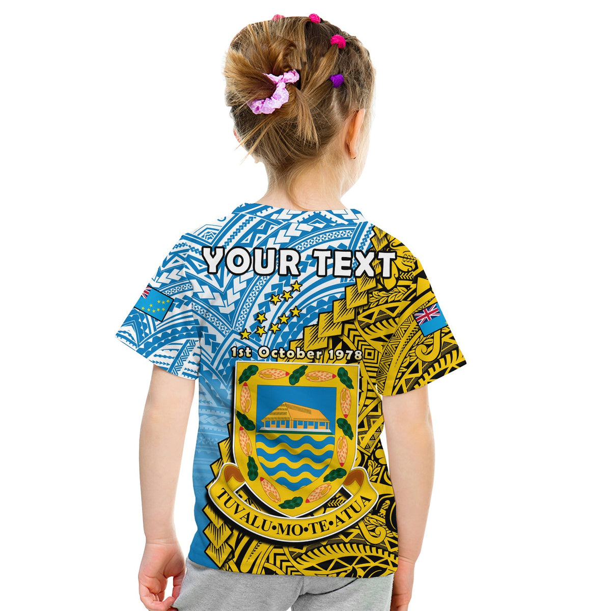 Custom Tuvalu 1978 T Shirt Happy 44th Independence Anniversary Polynesian Pattern LT14 - Polynesian Pride