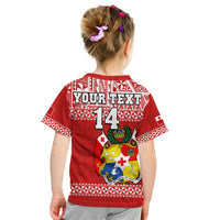 (Custom Text And Number) Tonga Rugby T Shirt KID Mate Maa Tonga Pacific Ngatu White LT14 - Polynesian Pride