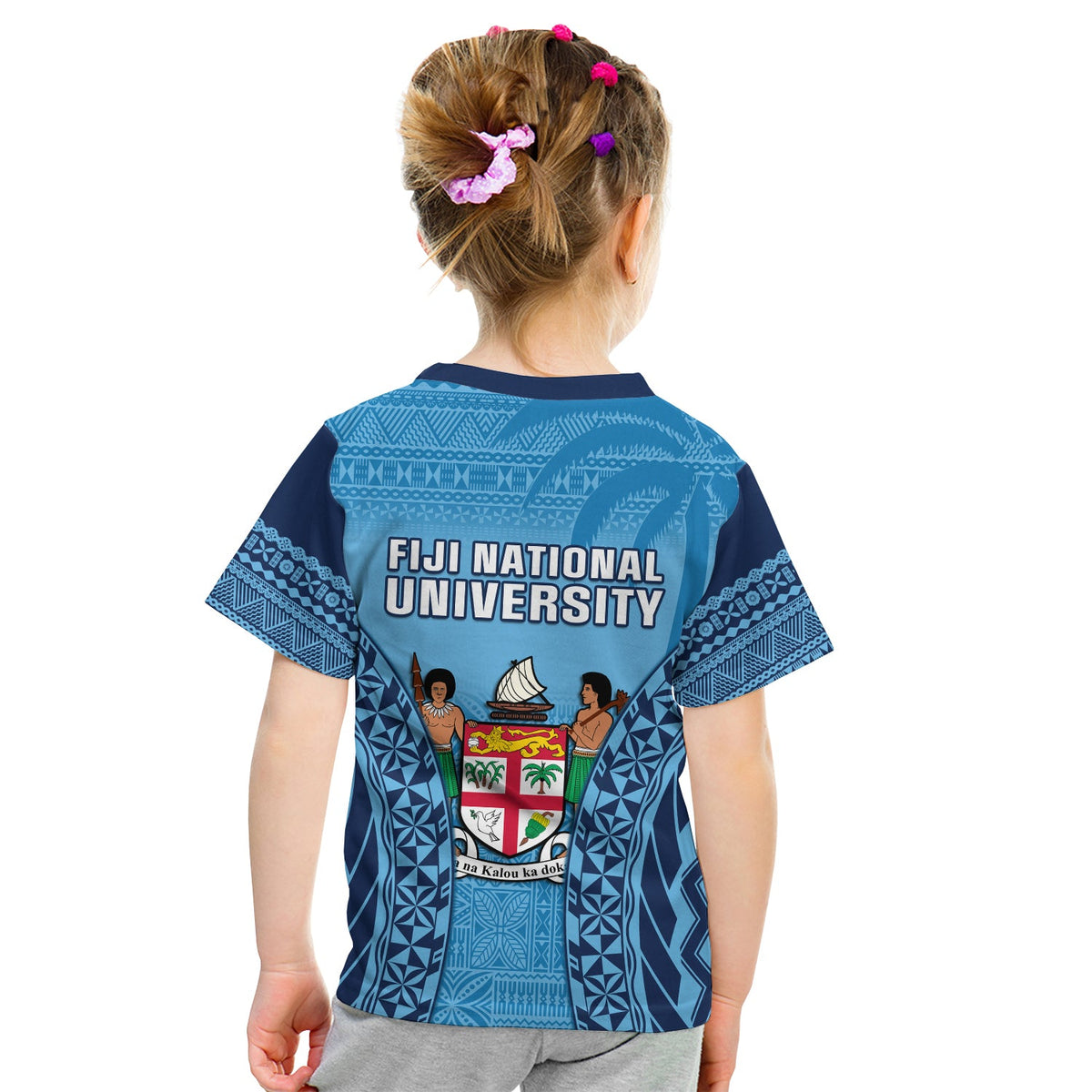 Fiji University T Shirt National Fijian Tapa Pattern Blue LT14 - Polynesian Pride