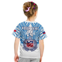 (Custom Text And Number) Samoa Rugby T Shirt KID Personalise Toa Samoa Polynesian Pacific White Version LT14 - Polynesian Pride