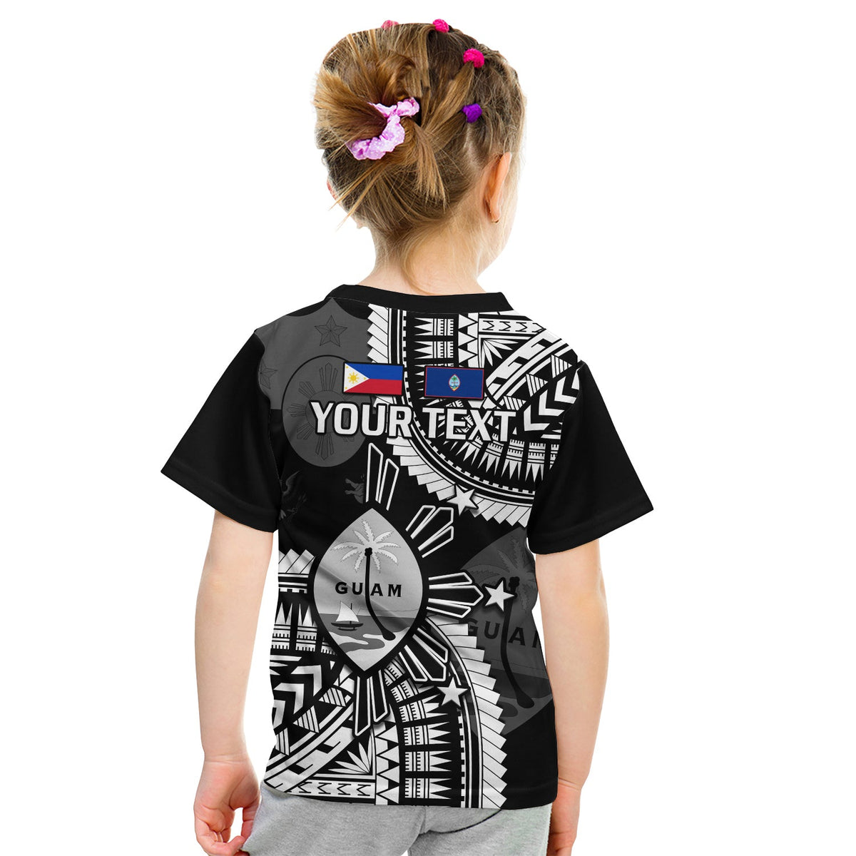 (Custom Personalised) Guam and Philippines T Shirt KID Guaman Filipinas Together Black LT14 - Polynesian Pride